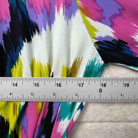 Tori Richard Honolulu Abstract Psychedelic V-Neck Long Sleeve Dress L - Picture 9 of 10